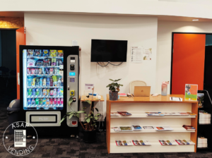 a free vending machine in a room