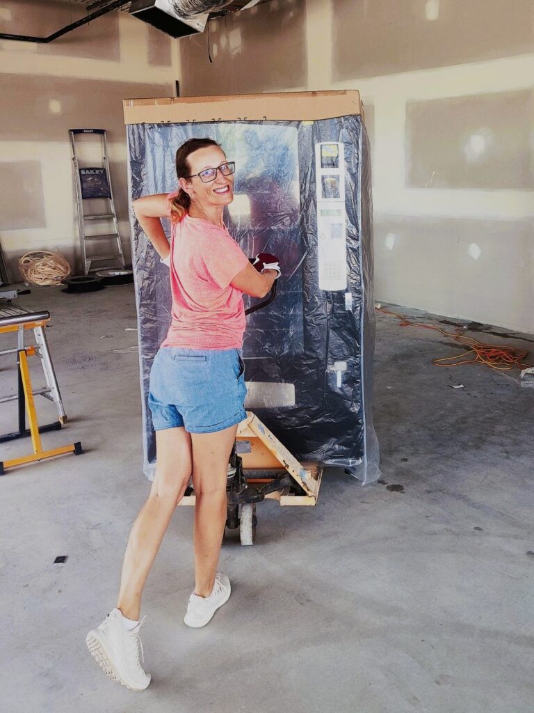 Anna delivering free vending machine